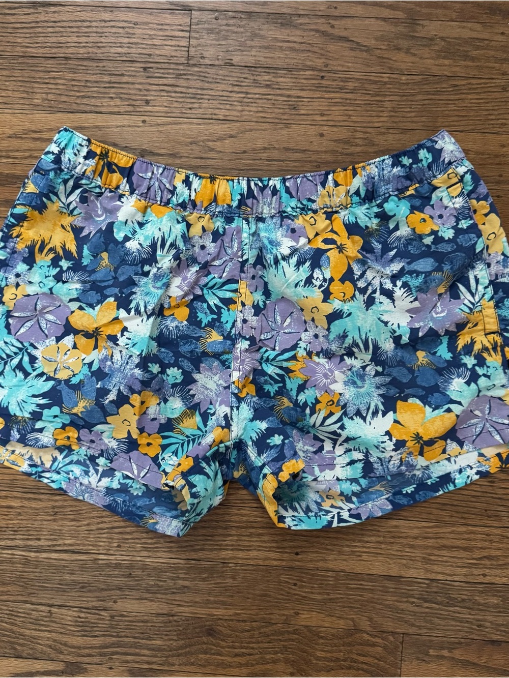 Patagonia Barely Baggies Shorts 2.5” Neo Tropics Channel Blue L EUC